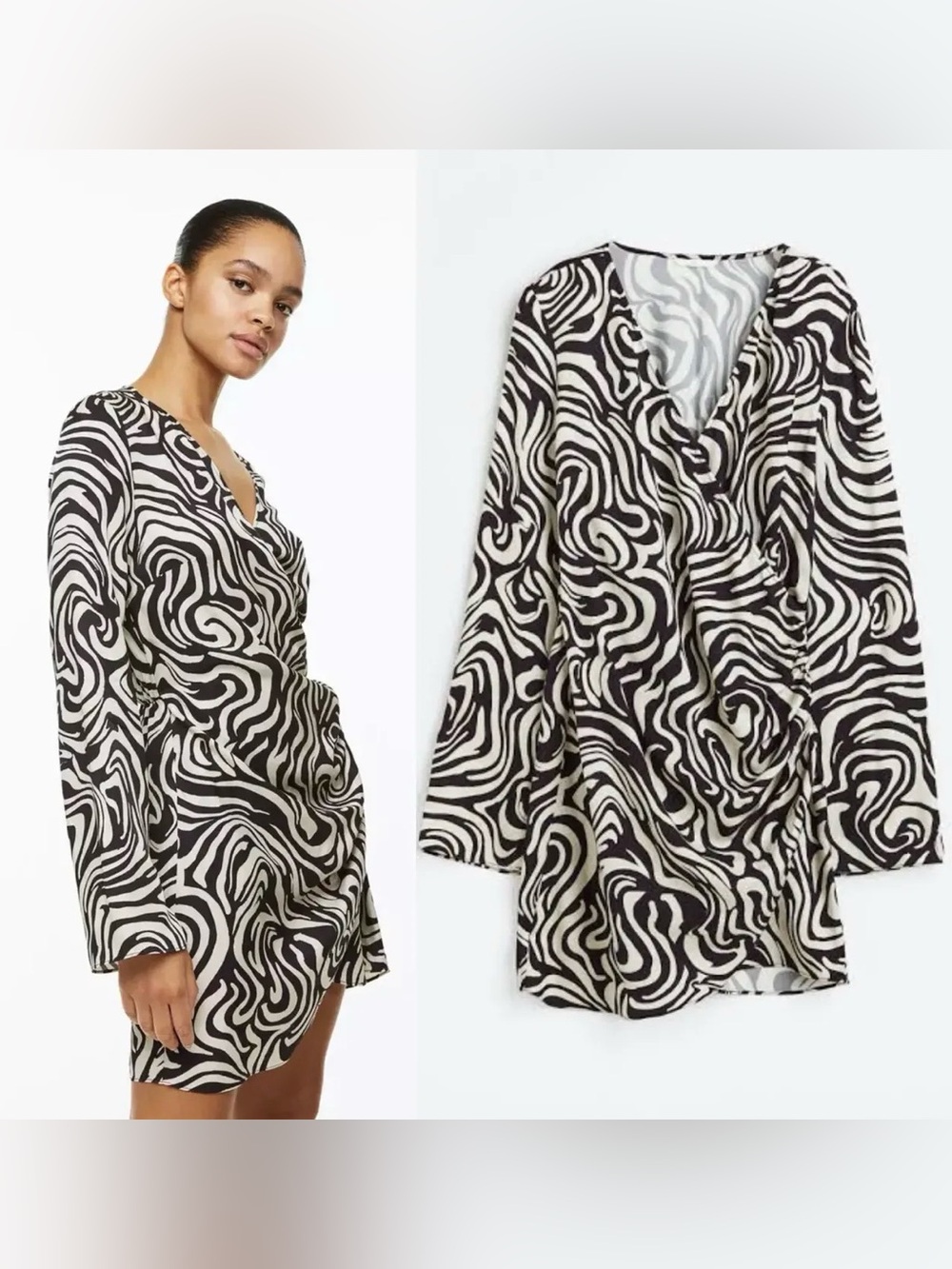 H&M Black and White Swirl Blouse